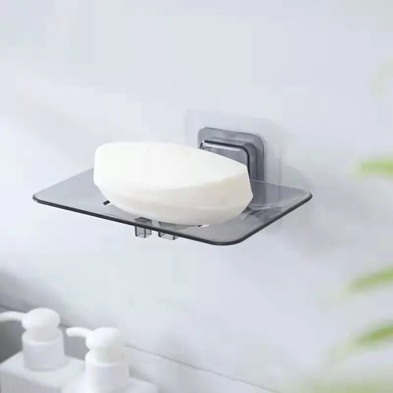 2pcs Transparent Seamless Soap Dish, Wall-mounted Crystal Soap rack