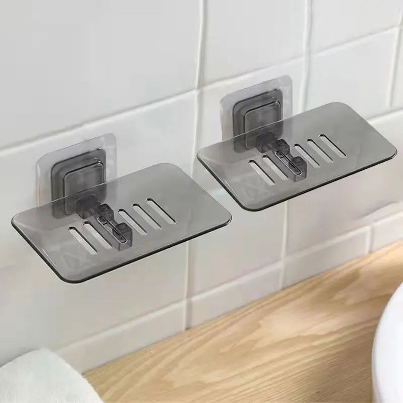 2pcs Transparent Seamless Soap Dish, Wall-mounted Crystal Soap rack