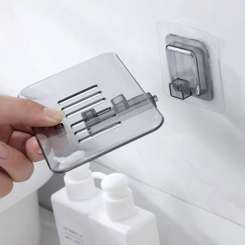 2pcs Transparent Seamless Soap Dish, Wall-mounted Crystal Soap rack