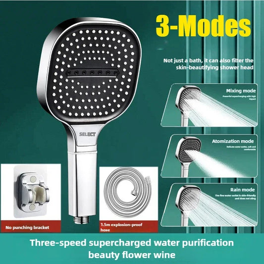 3-Modes High Pressure Shower Head